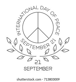 International Day of Peace. World Peace Day line logo design. September 21. Vector illustration