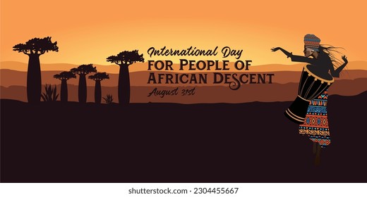 International Day for People of African Descent vector graphics.