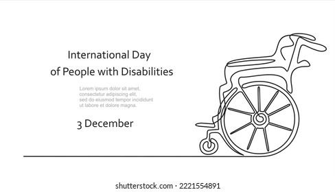 International Day People and Disabilities Banner Vector Design Illustration  Wheelchair continuous line vector illustration