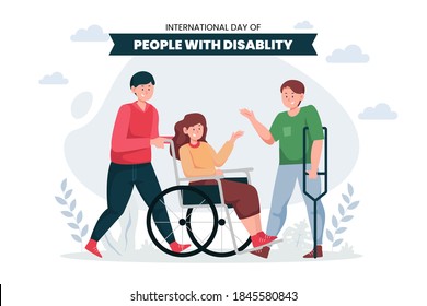 International day of people with disability poster design illustration with various people, free vector, web landing page template, banner, presentation, social or print media.