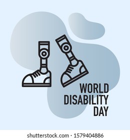 International Day of People with symbol disability. Hands protecting the disabled and globe background