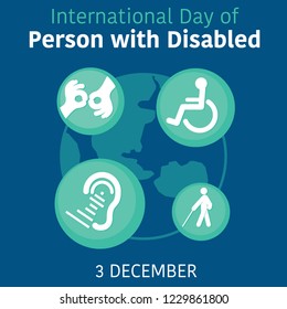 international day of person with disabled design with symbolical icons Vector illustration