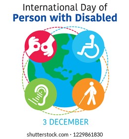 international day of person with disabled design with symbolical icons Vector illustration