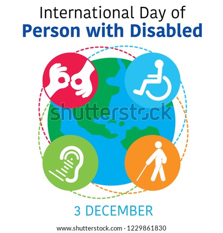 international day of person with disabled design with symbolical icons Vector illustration