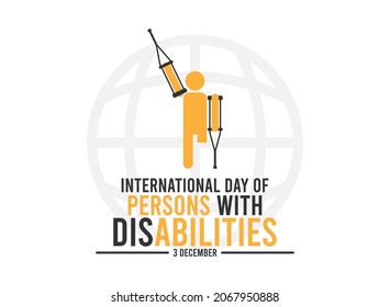 International day of persons with disabilities. 3 December. Disabled person icon standing happy waving hand. World icon. Flat design vector illustration isolated on white background
