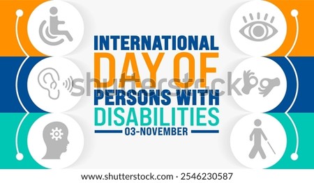 International Day of Persons with Disabilities background, banner or poster design template. observed every year in December. Holiday concept. Use to any Template, card, poster, placard, template.