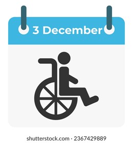 International Day of Persons with Disabilities. December 3. Vector illustration. Calendar day concept