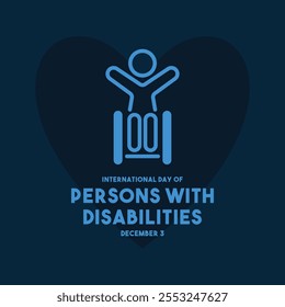 International Day of Persons with Disabilities. December 3. Blue background. Wheelchair. Eps 10.