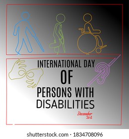 international day of persons with disabilities design with symbolical icons single line. Vector illustration.