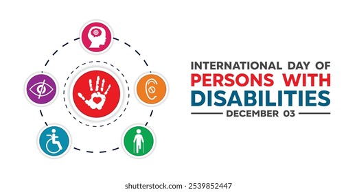 International Day of Persons with Disabilities. Great for cards, banners, posters, social media and more. White background.