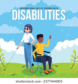 International Day of Persons with Disabilities (IDPD) is celebrated every year on 3 December. With Character Vector illustration