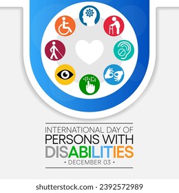 International Day of Persons with Disabilities (IDPD) is celebrated every year on 3 December. to raise awareness of the situation of disabled persons in all aspects of life. Vector illustration