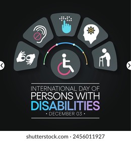 International Day of Persons with Disabilities (IDPD) is celebrated every year on 3 December. to raise awareness of the situation of disabled persons in all aspects of life. Vector illustration