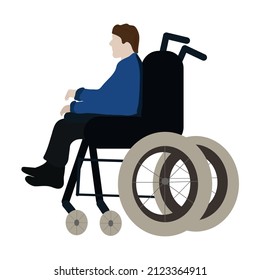   the International Day of Persons with Disabilities on December 3.Man is sitting in a wheelchair on a white background. Vector illustration in a flat style.Disabled patient in a wheelchair.