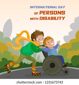 International day of persons with disability concept background. Cartoon illustration of international day of persons with disability vector concept background for web design