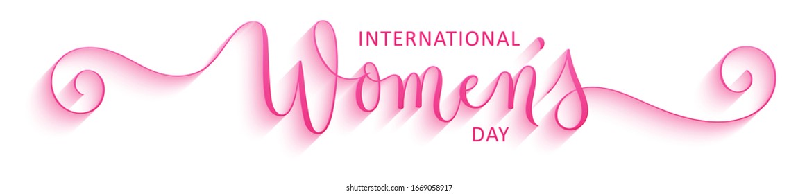 INTERNATIONAL WOMEN’S DAY pink vector brush calligraphy banner