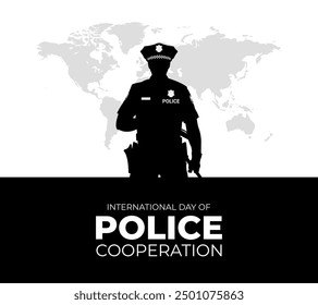 International Day of Police Cooperation. 7 September. Holiday concept. Template for background with banner, poster and card. Vector illustration. Flat design.