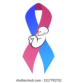 International Day Of Premature Babies. Festive Ribbon With A Baby. The Object Is Separate From The Background. Vector Element For Articles, Logos And Your Design.