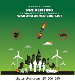 International Day for Preventing the Exploitation of the Environment in War and Armed Conflict. vector illustration.