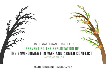 international day for preventing the exploitation of the environment in war and armed conflict. background, banner, card, poster, template. Vector illustration.