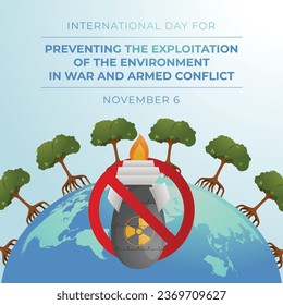 International Day for Preventing the Exploitation of the Environment in War and Armed Conflict design template good for celebration usage. flat design. vector eps 10.