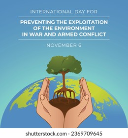 International Day for Preventing the Exploitation of the Environment in War and Armed Conflict design template good for celebration usage. flat design. vector eps 10.