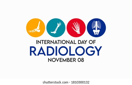 Der Internationale Tag der Radiologie ist eine jährliche Veranstaltung, die die Rolle der medizinischen Bildgebung im modernen Gesundheitswesen fördert. Es wird jedes Jahr am 8. November gefeiert. Vektorgrafik.