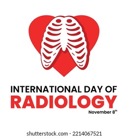 International Day Of Radiology. Human Ribs Icon. Bone. Flat Design Vector Illustration Isolated On White Background