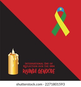 International day of reflection on the 1994 Rwanda genocide. Rwanda flag icon. Poster or banner.