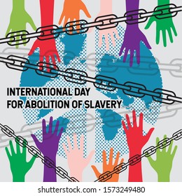 International day for the remembrance of the slave trade and abolition of slavery. Design of prisoner with handcuffs.