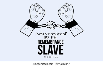 International Day for the Remembrance of the Slave Trade and its Abolition calligraphic banner design on isolated background.