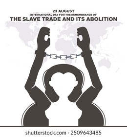 International Day for the Remembrance of the Slave Trade and its Abolition, 23 August, greeting card, stock illustration. 