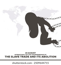 International Day for the Remembrance of the Slave Trade and its Abolition, 23 August, greeting card, stock illustration. 