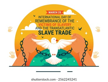 International Day of Remembrance of the Victims of Slavery and the Transatlantic Slave Trade Vector Illustration Featuring Broken Handcuffs on Hands