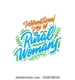 International day of rural womans isolated vector illustration on white background. 15 october feminine holiday event label, greeting card decoration graphic element
