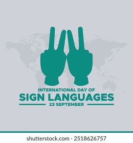 International Day of Sign Languages, 23 September Sign Language day, banner ad, poster, editable template, social media post design, vector or stock illustration, eps file.