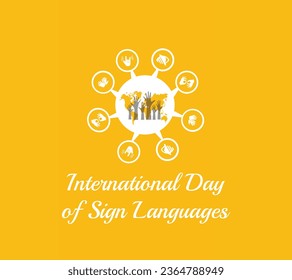 "International day of sign languages" is observed every year on September 23, Vector illustration.