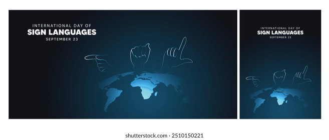 International Day of Sign Languages September 23rd glowing vector poster