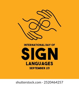 International Day of Sign Languages. September 23. Yellow background. Eps 10.