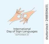 International Day of Sign Languages vector design template good for celebration usage. Day of Sign Languages design. Continuous line drawing. eps 10.