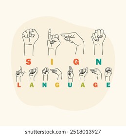 International Day of Sign Languages Vector Illustration with People Show Hand Gestures and Hearing Disability in Flat Cartoon Hand Drawn Templates