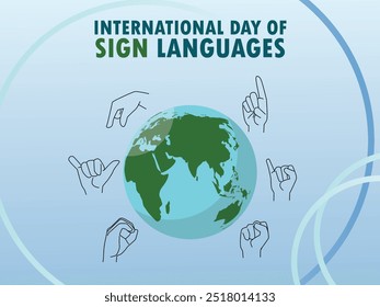 International Day of Sign Languages Vector Illustration with People Show Hand Gestures and Hearing Disability in Flat Cartoon Hand Drawn Templates