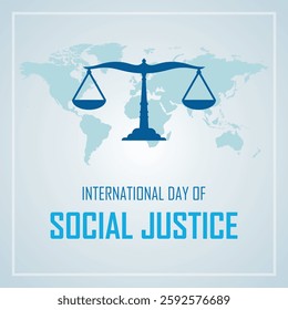 International day of social justice, human rights awareness, gain equality, stop violence and people discrimination