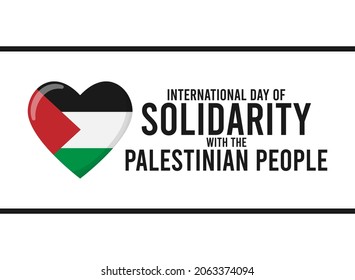 International Day of Solidarity With The Palestinian People. 29 November. Palestinian flag with heart shape. Flat design vector illustration isolated on white background.