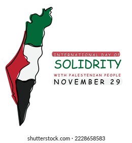 International day of solidarity with Palestinian people. Palestine will be free concept art. Annual observance ON 29 November. Support a peaceful settlement. Palestinian Rights. Muslim nations unity.