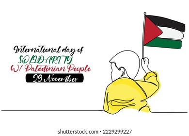 International day of solidarity with Palestinian people on 29 of November. Human Rights. Line art vector.  Raise your voice against Injustice and cruelty. Say no to racism.