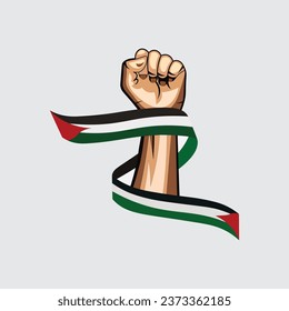 international day of solidarity with the palestinian people with hand and flag vector illustration