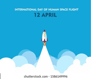  International Day Of Space Human Flight Vector Banner 