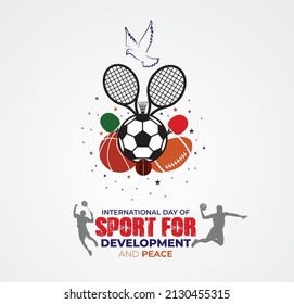 Día Internacional del Deporte para el Desarrollo y la Paz. Plantilla para fondo, banner, tarjeta, afiche. ilustración vectorial.