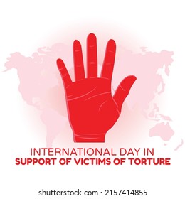 International Day in Support of Victims of Torture vector. Tied hands vector. Silhouette handcuffed hands vector. Abused people icon. International Day in Support of Victims of Torture Poster, June 26